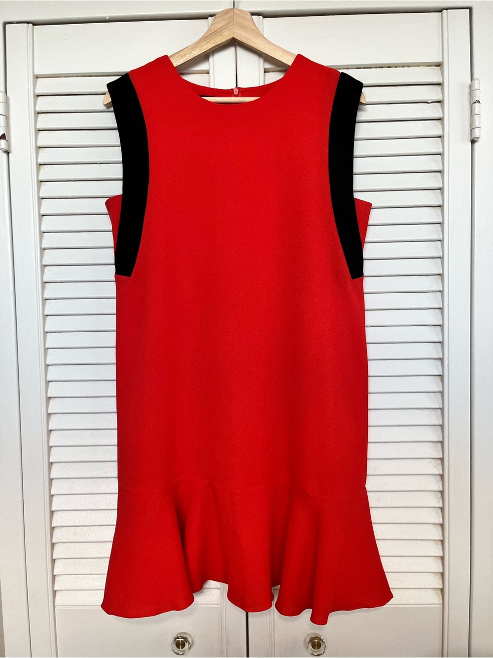 Red Mini Dress with Black Shoulder Accents